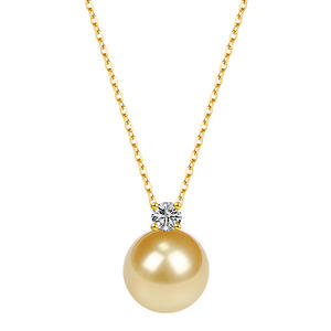 จี้ไข่มุกทะเลสีทองธรรมชาติ 9-13 มม. ยี่ห้อหนานหยาง คุณภาพเยี่ยมไร้ตำหนิ พร้อมสร้อยคอทอง 18k ประดับเพชรซิคอน ดีไซน์หรูหราทันสมัย - Product Image 5