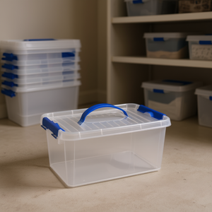 Caja de Almacenamiento de Plástico Transparente 6U No. 22 con Asa, Contenedores y Cajas de Plástico para Almacenamiento - Product Image 1