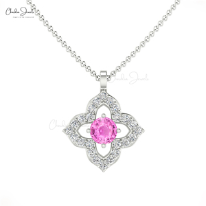 Productos de Tendencia 2026: Colgante Auténtico de Zafiro Rosa de 3mm con Diamantes G-H, Venta al por Mayor, Proveedor de Joyería para Bodas - Product Image 2