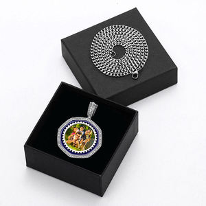 Custom Photo Pendant With Moissanite Bezel Set Round <b>Memory</b> Picture Frame Pendants 925 Silver Plated Classic Style <b>Gift</b> Jewelry - Product Image 1