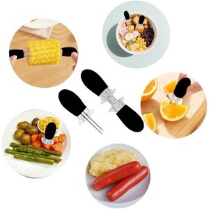 16Pcs Black Stainless Steel Corn Cob Holders Interlocking Design Skewers for Home Cooking & <b>BBQ</b> Parties 8 Pairs/Corn Holders - Product Image 4