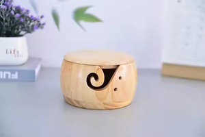 Wooden Yarn <b>Bowl</b> Round Simple Design with Spiral Cutout Feature - Product Image 4