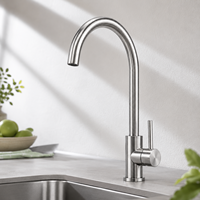 Robinet de cuisine économique en acier inoxydable 304, sans plomb, monocommande, à arc haute, pivotant à 360°, mitigeur chaud/froid à poser sur le plan de travail