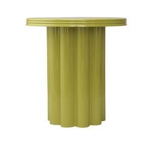 Mesa Auxiliar de Hierro con Recubrimiento en Polvo de Alta Resistencia, Base Corrugada, Pedestal Metálico, Impermeable, para Interiores/Exteriores, Mueble Decorativo Brillante - Product Image 5