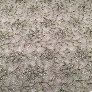 High Quality Latest Trendy Nigerian Authentic Net Lace <b>Fabric</b> With Embroidery Work On Geometric Pattern Net <b>Fabric</b> For Partywear - Product Image 6