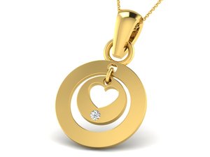 14k Gold Heart Pendant VVS1 Lab Diamond Necklace Manufacturer Custom Modern Concentric <b>Circle</b> Jewelry for Women - Product Image 1