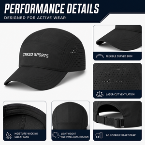 TERZO SPORTS 2026 Gorras de Running Personalizadas de 6 Paneles, Ligeras, Transpirables, de Lona con Corte Láser, Gorras Deportivas de Marca Privada - Product Image 3