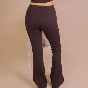 Pantalons de jogging et de survêtement évasés pour femmes, 100% coton, tissu éponge, style streetwear, fermeture éclair et design avec patchs - Product Image 5