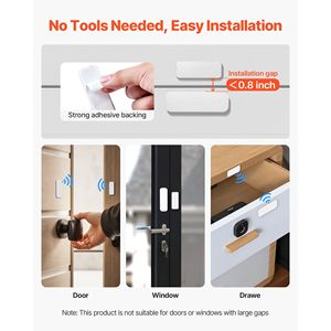Timbre Inalámbrico para Puerta, DC 12V, Alcance de 656 pies, 58 Melodías, 5 Niveles de Volumen, Sensor de Apertura de Puerta, Alarma para Apartamento - Product Image 2