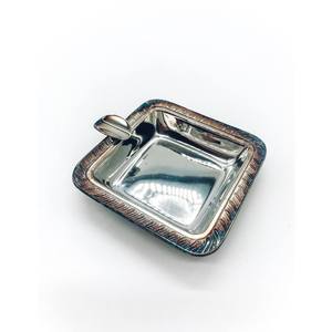 Cendrier carré vintage en argent, cendrier décoratif en métal avec poignée, élégant accessoire de table pour la maison et le bureau - Product Image 6