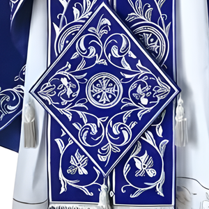 Ensemble de vêtements liturgiques pour prêtre orthodoxe ShineWays Enterprises, robe liturgique en satin bleu brodée à la main avec des motifs floraux, robe religieuse pour homme, hiver - Product Image 3