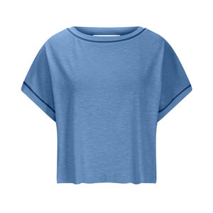 Women's Blue Asymmetric Off Shoulder Hollow Out Knitted T-Shirt Loose Fit Sleeveless O-Neck Spring Summer <b>Top</b> - Product Image 2