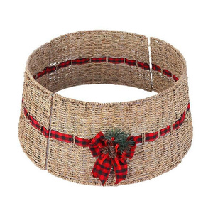 <b>Christmas</b> Natural Large Seagrass Wicker Woven Rattan <b>Tree</b> Skirt <b>Base</b> Cover - Product Image 1