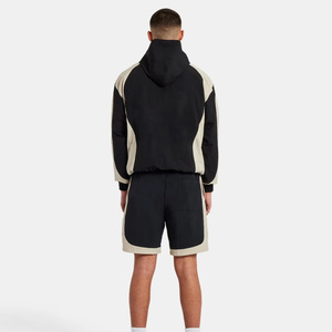 Men's Color Blocking Hooded Tracksuit Set Breathable Polyester Streetwear Shorts with Zipper Fly Regular Fit Summer Style - Product Image 6