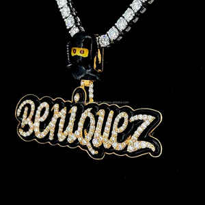 Iced Out Jewelry Moissanite Diamonds Custom Black Esmalte Colgante Inicial Hip Hop 925 Silver Gold Plated Custom Pendant - Product Image 3