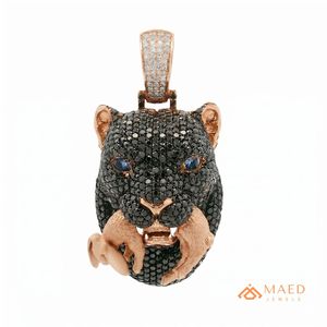 Colgante de Moissanita Iced Black Panther Chapado en Oro Rosa, Collar Hip Hop Personalizado, Amuleto Bling, Joyería Streetwear, Aniversario, Unisex - Product Image 1