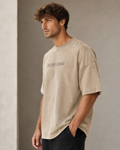 Camiseta de Hombre de Felpa Lavada Azul, Transpirable, de Corte Regular; Camiseta de Hombre de Felpa Marrón, Transpirable, de Corte Regular; Camiseta de Hombre de Felpa Oliva, Transpirable, de Corte Regular - Product Image 1