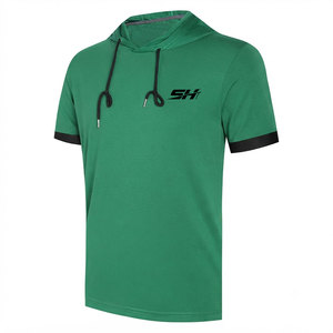 Sweat à capuche uni pour homme de haute qualité, à manches courtes, avec cordon de serrage, anti-rétrécissement, tissu léger et doux pour la peau, sweat à capuche pas cher - Product Image 1