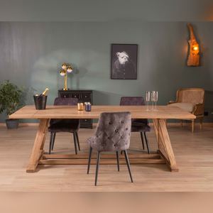 Vandana Ivory Layer 240cm Asia dining <b>table</b> in <b>solid</b> <b>wood</b> with a rectangular top - Product Image 1