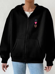 Sweat-shirts à capuche zippés pour femmes, en coton, personnalisables avec logo, vente en gros - Product Image 4