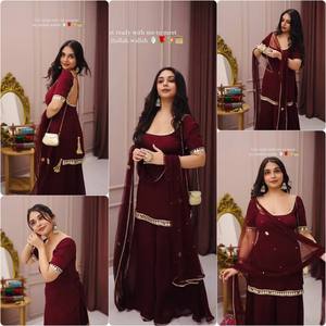 Wholesale Luxury Multi Color Digital Printed Party Winter Co-ord Set Heavy Beaded Embroidered <b>Tunic</b> Long Kurti Pant - Product Image 5