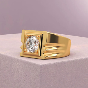 Round Cut Moissanite Diamond <b>Solitaire</b> Engagement <b>Ring</b> 925 Sterling <b>Silver</b> Hip Hop <b>Ring</b> for Men's Sustainable Groom Jewelry - Product Image 4