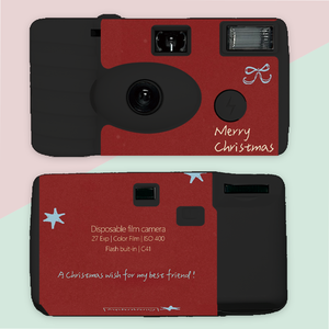Appareil photo jetable Olagraphy 35 mm avec film couleur, design de Noël rouge, flash intégré, film couleur ISO 400 - Product Image 1