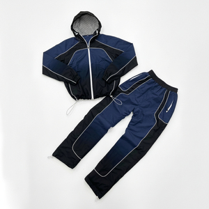 New Design Custom Men's Hooded Windbreaker <b>Set</b> Color Blocking Sporty Tracksuit Jacket And Pants Breathable Lightweight Autumn - Product Image 1