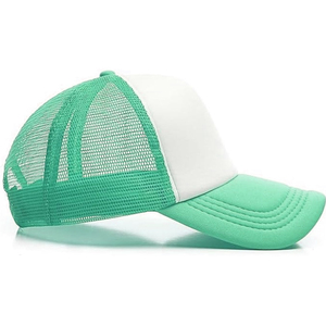 White and Mint Green Trucker Cap Mesh Back Adjustable Unisex 6-Panel <b>Hat</b> Casual Spring <b>Summer</b> Style - Product Image 4