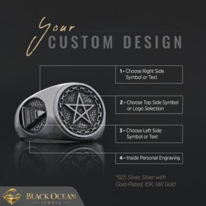 แหวนเมสัน BOJ รุ่น 039 แหวนสั่งทำพิเศษสำหรับทุกเพศ แหวนตราประทับฟรีเมสันแบบปรับแต่งได้ แหวนตราประทับมาสเตอร์เมสันเท็กซัส ฮิปฮอป สีเงิน ราคาประหยัด - Product Image 3