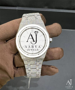 AARVA JEWELS นาฬิกาข้อมือกลไกสแตนเลสสีเงิน ประดับคริสตัลแซฟไฟร์ ฝังเพชร หน้าปัดอนาล็อก ขนาดสาย 28 มม. กว้าง 18 มม. พร้อมแสดงวันที่ - Product Image 3