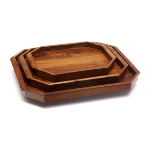 Plateau de service rectangulaire en céramique vert uni, design minimaliste, finition céladon, poignées en bois, vaisselle et assiettes - Product Image 2