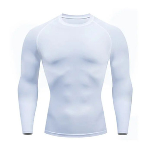 Camiseta Deportiva de Compresión de Manga Larga para Hombre, Blanca, de Secado Rápido, Poliéster, Diseño sin Costuras, Superventas - Product Image 1