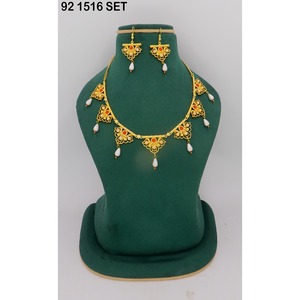 Ensemble de colliers tendance à motifs géométriques en alliage, cadeau de fiançailles ou d'anniversaire pour femme, ensemble de bijoux plaqué or de Dubaï, ensemble spécial Dubaï - Product Image 6