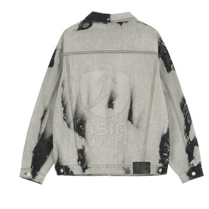 Veste en jean pour homme, style déchiré, streetwear, avec col rabattu, veste d'hiver - Product Image 2