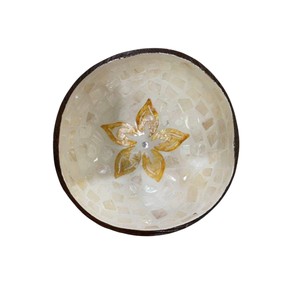 Vibrant Mother of pearl coconut bowl pink floral <b>mosaic</b> design handcrafted organic bowl for kitchen and home table decor - Product Image 4