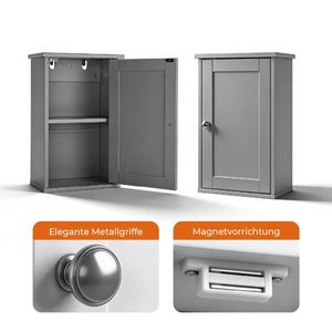 Mobile da Bagno Grigio P2 in MDF con Una Porta e Un Ripiano 34,6*20*50cm Finitura Verniciata - Product Image 2