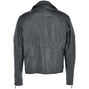 Blouson de motard en cuir PU noir pour homme, style moto, avec manches matelassées, fermeture éclair asymétrique, coupe ajustée, personnalisable OEM - Product Image 2