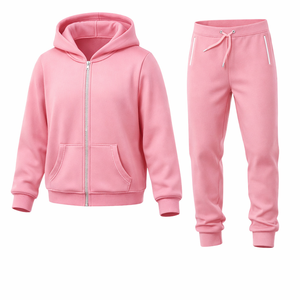 Men's <b>Pink</b> Zip Up Hoodie Sweat Suit Jogger Tracksuit <b>Set</b> <b>Gym</b> Workout Training Sportswear Custom Logo Wholesale OEM Supplier - Product Image 1