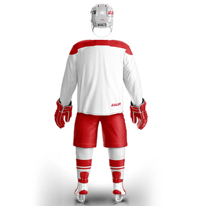 Maillot de hockey sur glace personnalisé, vêtements de sport avec design professionnel, accompagné de shorts et d'équipements de protection pour les joueurs. - Product Image 2
