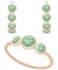 Pendientes de aro Onyx Leverback en plata esterlina chapada en oro de 14K (también Jade verde teñido) | Macy's - Product Image 4