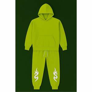 Ensemble de survêtement vintage esthétique en molleton de coton épais, uni, avec sweat à capuche et pantalon de jogging, tendance, vente en gros USA Europe - Product Image 1
