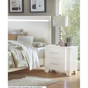 Modern Bedroom Luxury <b>Bedside</b> <b>Table</b> 1pc White High Gloss Finish Nightstand with <b>LED</b> Light Wooden Furniture - Product Image 5