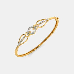 <b>Infinity</b> Knot Diamond Gold Open Cuff Bangle - Product Image 2