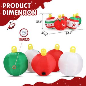 Decorazione Natalizia Gonfiabile in PVC Illuminata da 2,1 m, Divertente Set di Cinque Palline per Giardino con Luci Integrate - Product Image 2