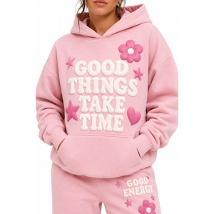 Wholesale Women's Hoodie Sweatsuit Custom Embroidery Print Hooded Sweatshirt Jogger <b>Pants</b> Set Winter Casual Sportswear 100% - Product Image 2