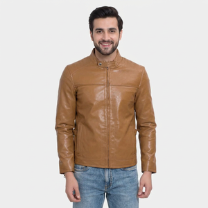 Veste en cuir de vache noire pour homme, 100% de haute qualité, confortable, respirante, hiver, manches longues, col montant, streetwear, fourrure - Product Image 6