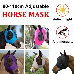 Masque anti-moustiques et anti-insectes pour chevaux, avec protection des oreilles et du visage, maille standard internationale, très vendu - Product Image 2