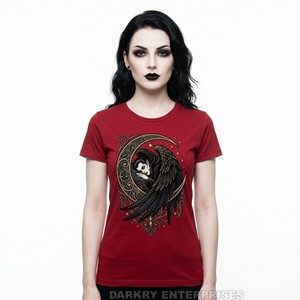 Camiseta Personalizada para Mujer, Diseño de Copa de Vino con Grabado en Madera, 100% Algodón, Estampado de Mano de Zombi, Color Negro, Fabricante OEM - Product Image 5