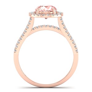 แหวนหมั้นเพชรพลอยมอร์แกไนต์สีชมพูทองคำ 14K คุณภาพพรีเมียม REYES แหวนแต่งงานสำหรับผู้หญิง เครื่องประดับมุก - Product Image 4